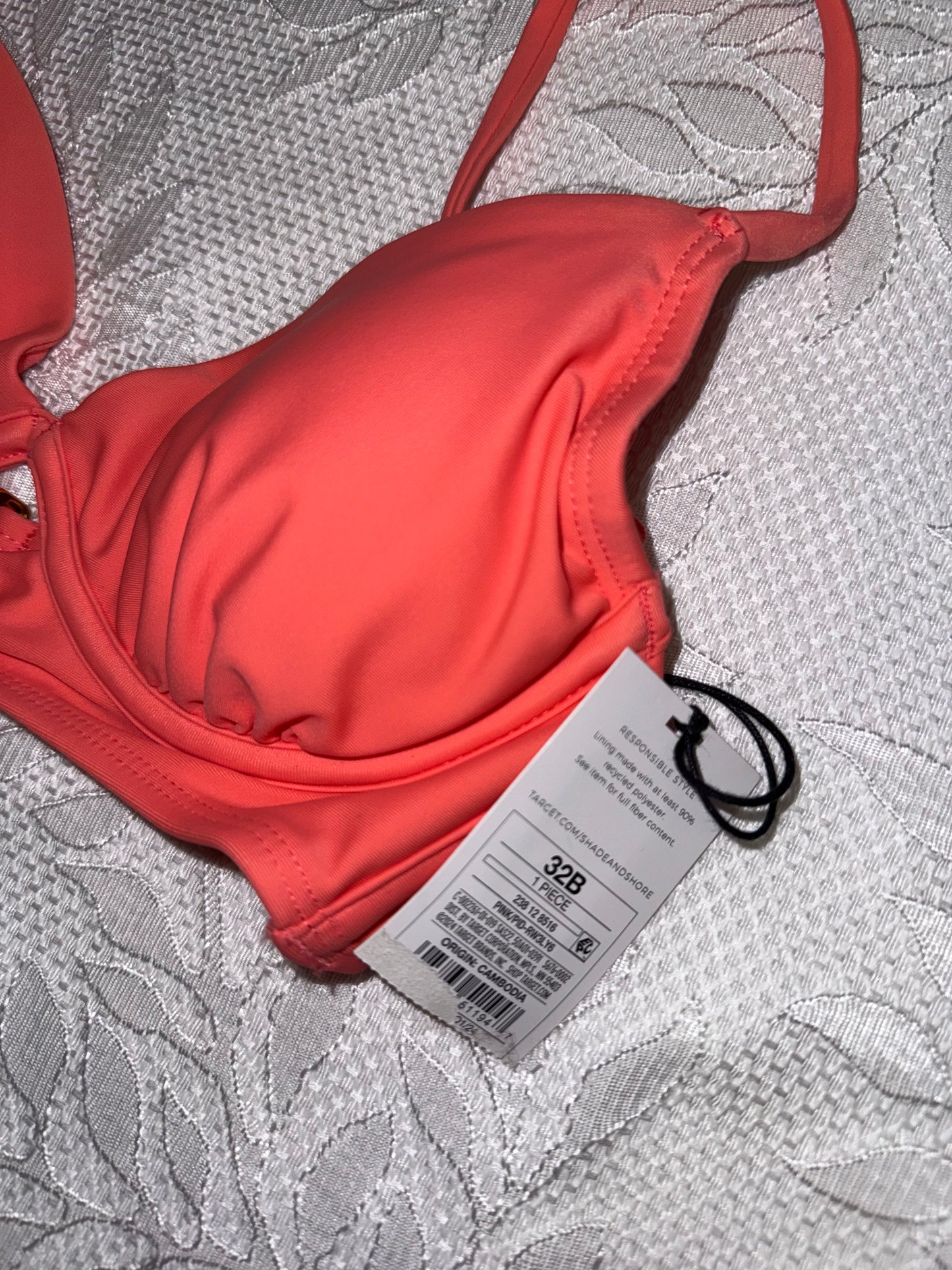 Shade & Shore (32B) Brand New Orange Bikini Top