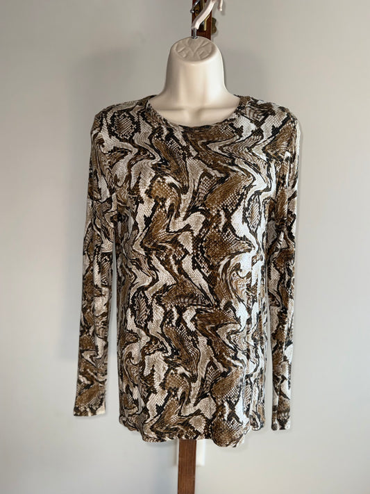 Michael Kors (Small) Brown Snake Scale Pattern Long Sleeve