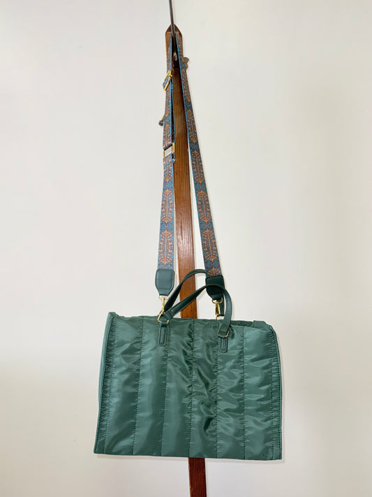 Green Polyester Crossbody Tote Bag