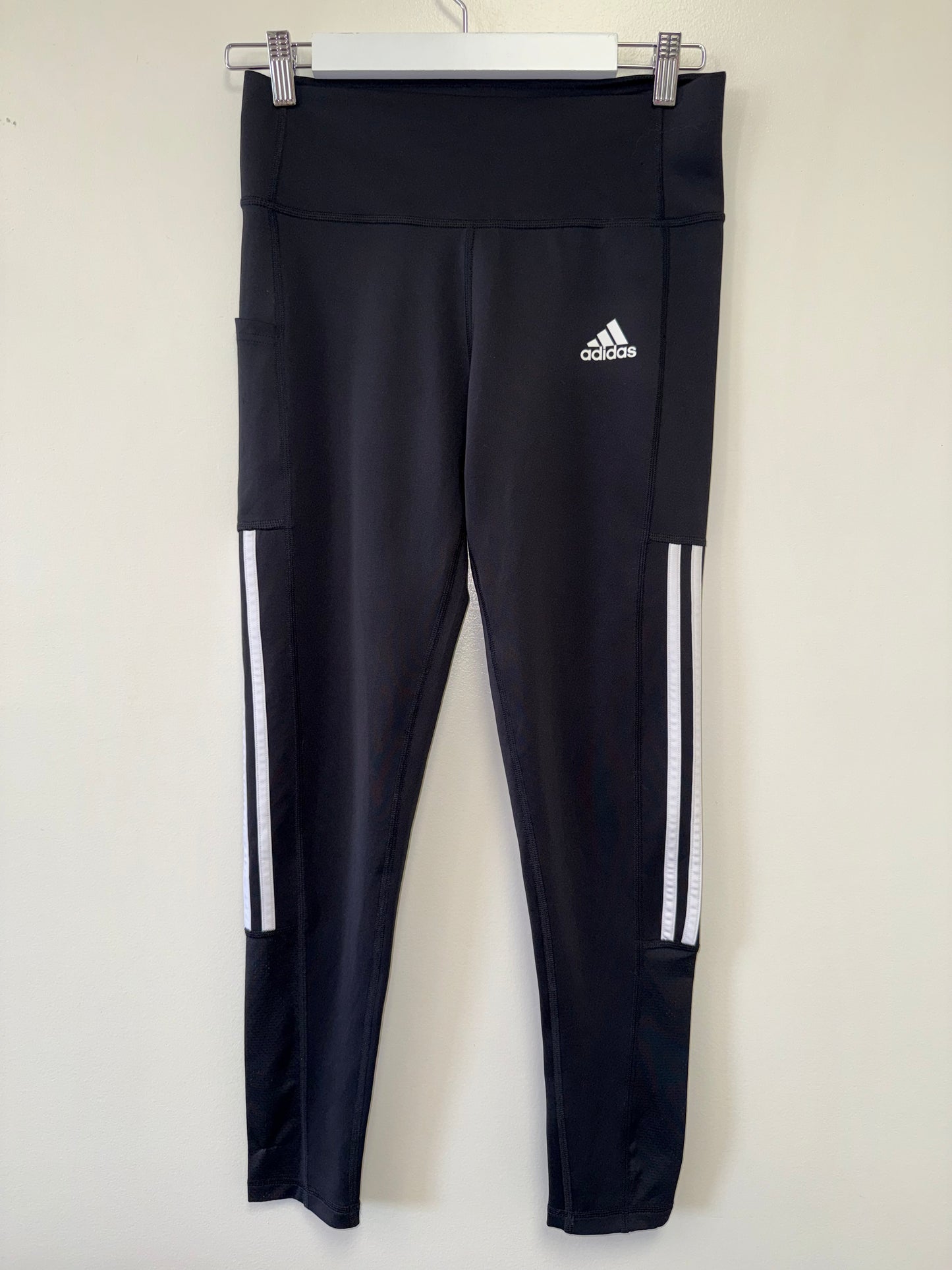Adidas (Medium) Black//White Leggings with Side Slip Pocket