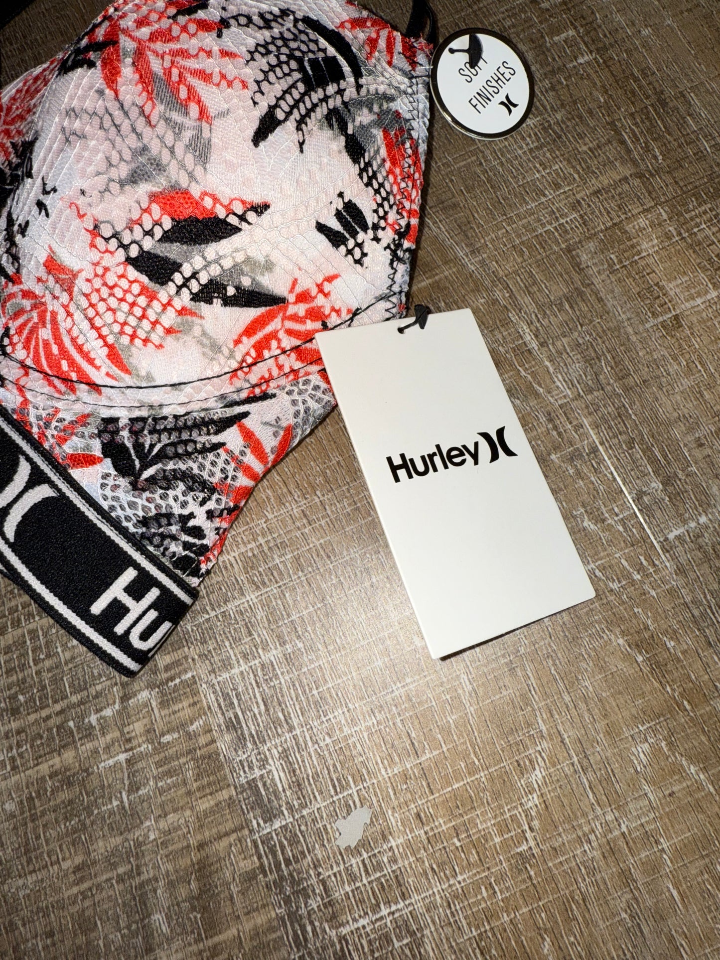 NWT Hurley (34C) Brand New Floral Pattern Padded Bra with Soft Finishes