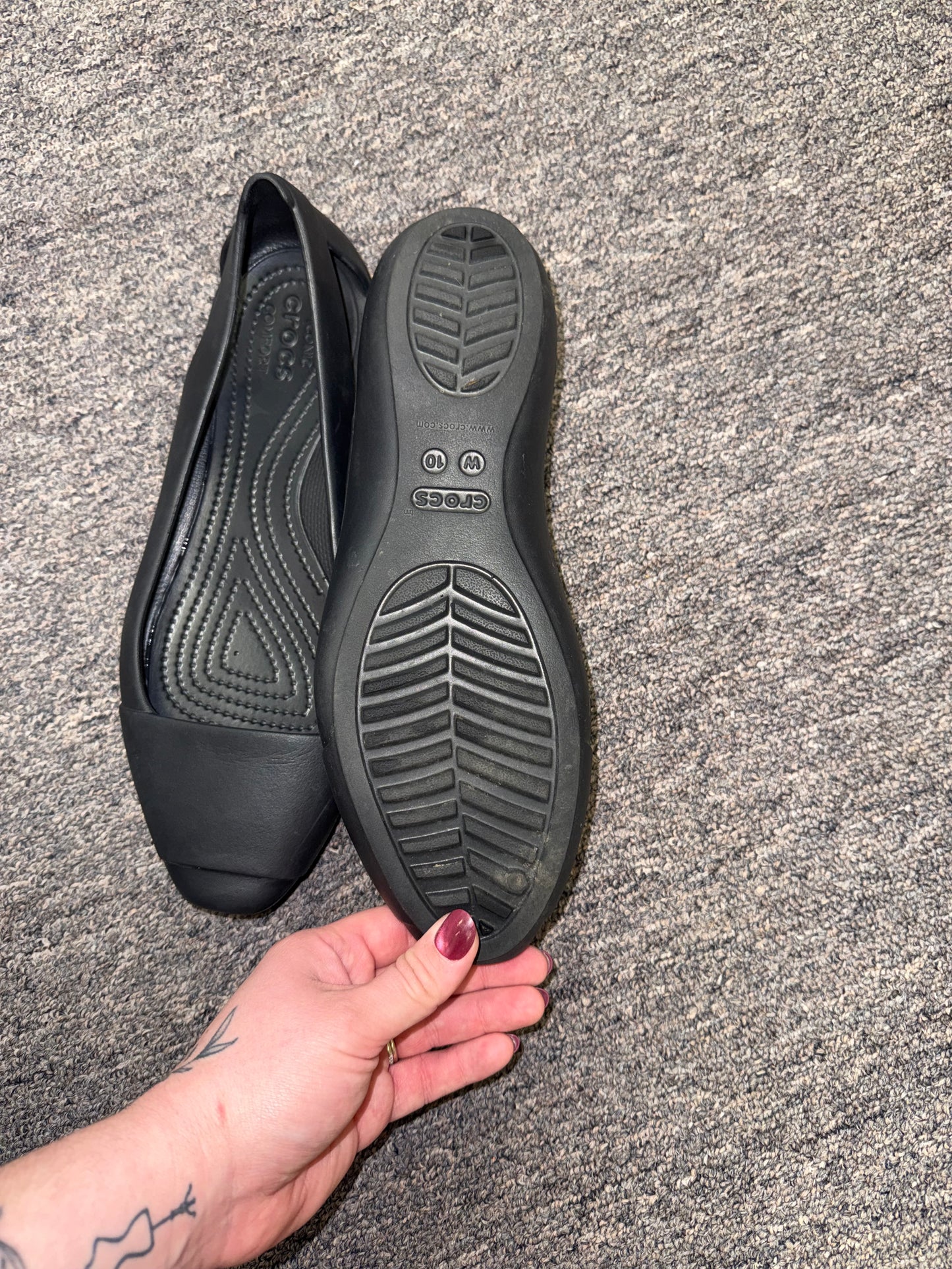 Crocs (10) Black Iconic Comfort Slip On Flats
