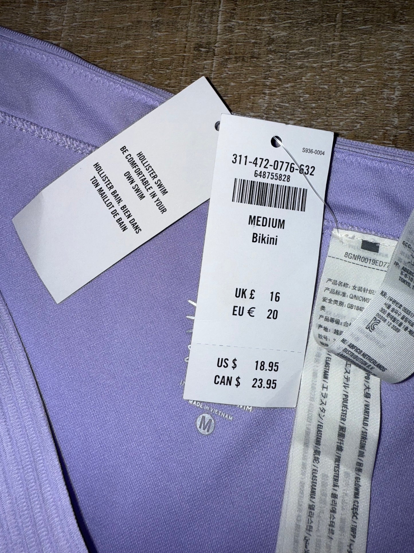 NWT Hollister (Medium) Brand New Purple Ribbed Bikini Swim Bottoms