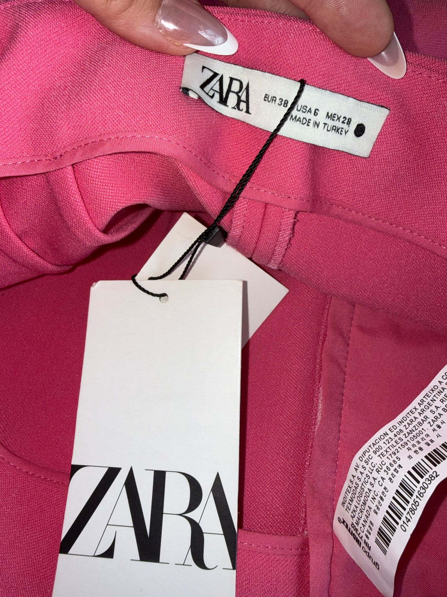 NWT Zara (6) Brand New Hot Pink High Rise Slim Fit Business Casual Pants