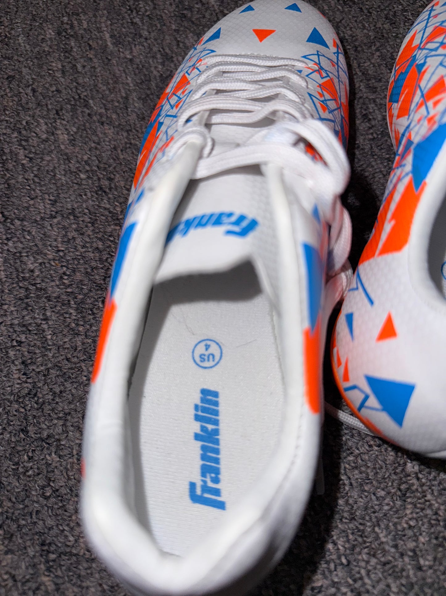Franklin (4) Brand New White//Orange//Blue Soccer Cleats