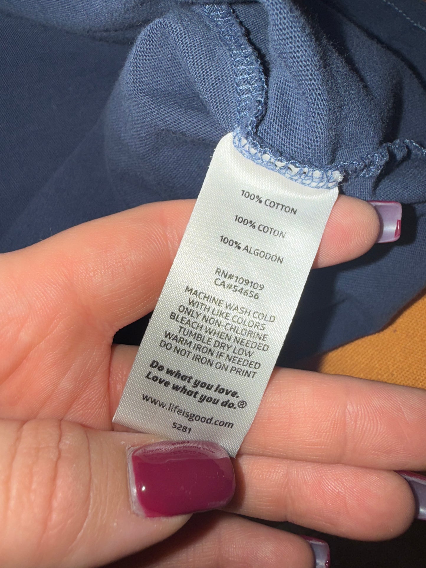 Life Is Good (XL) Blue T-Shirt with Football Print