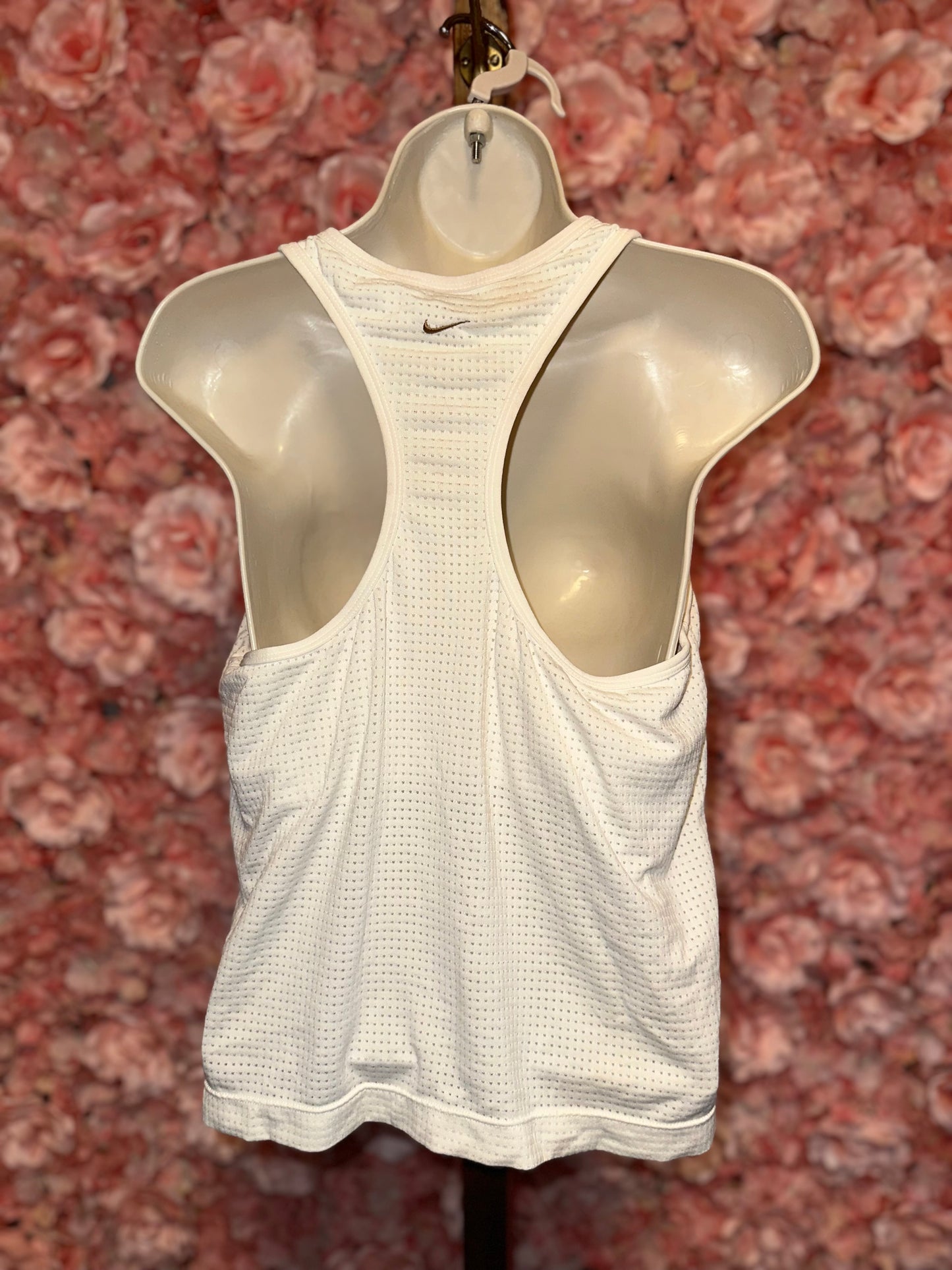 Nike (XL) Neutral Mesh V-Neck Tank Top with Built in Sports Bra