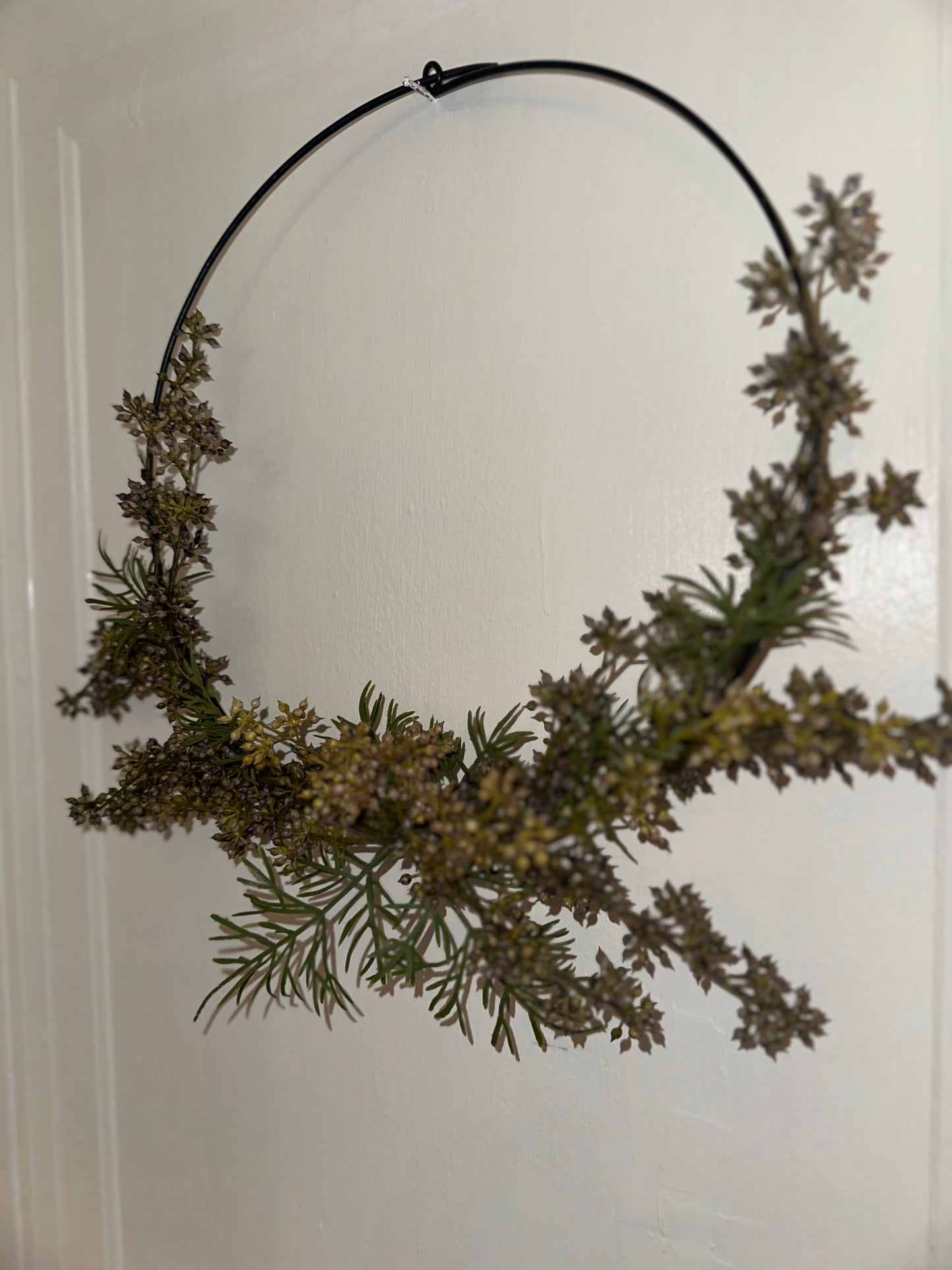 Neutral Lightweight Metal Hoop Hanging Faux Greenery Wreath