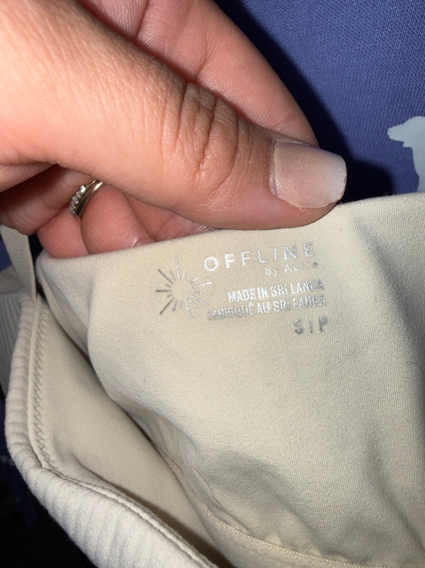 Aerie (Small) Cream Ribbed Cropped Padded Tank
