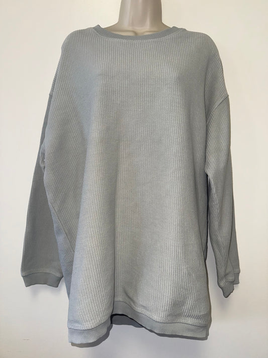 Aerie (Small) Grey Soft Ribbed Oversized Crewneck