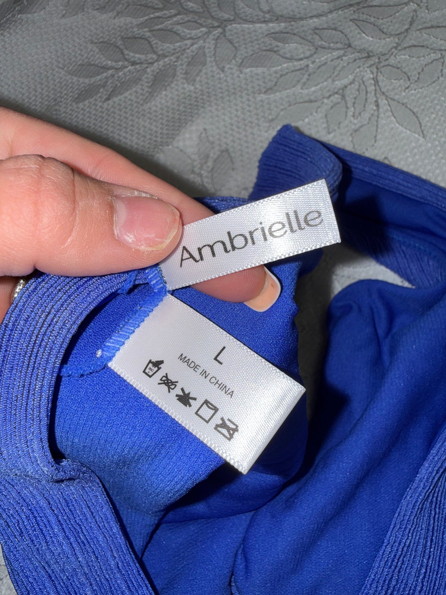 Ambrielle (Large) Blue High Rise Ribbed Bikini Swim Bottoms