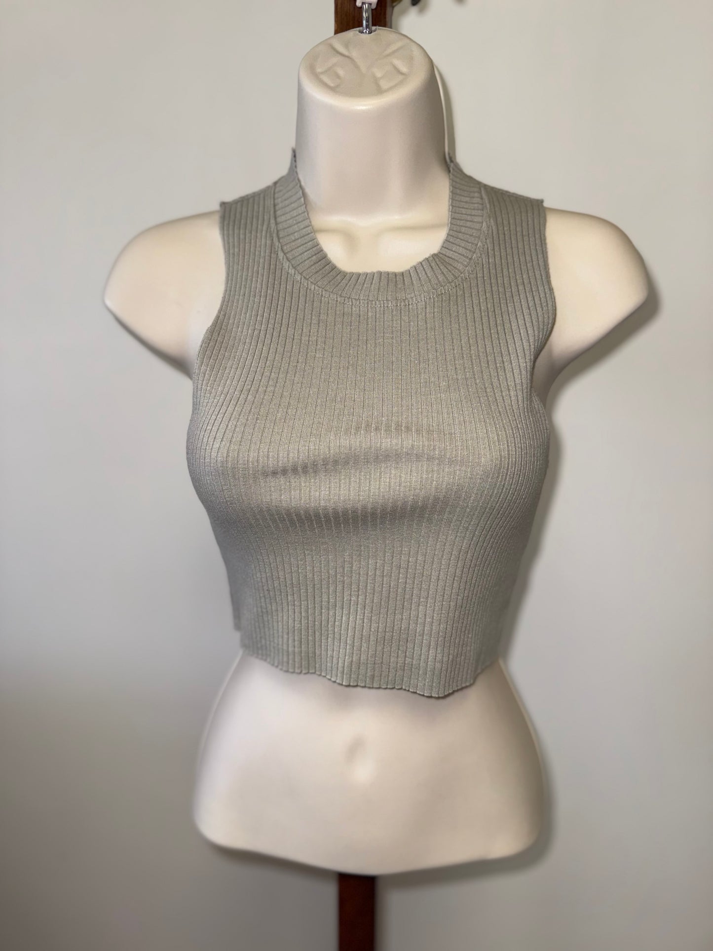 Aerie (XS) Light Green Lightly Ribbed Crop Top