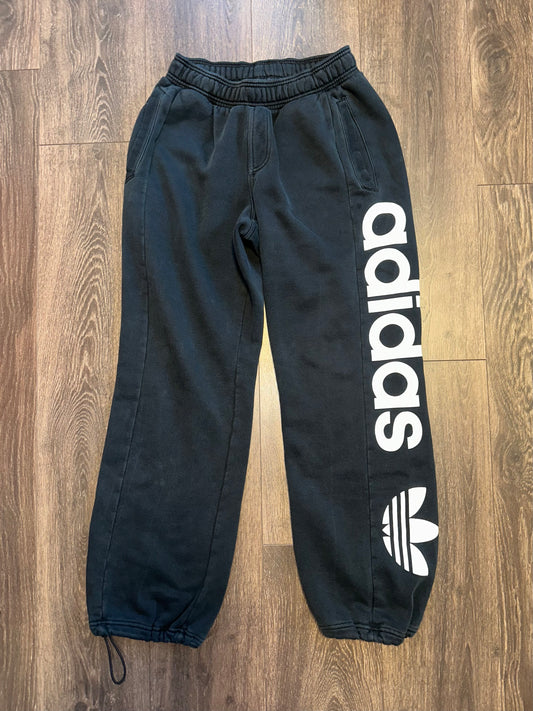 adidas (Small) Black//White Sweatpants with Adjustable Drawstring Ankle