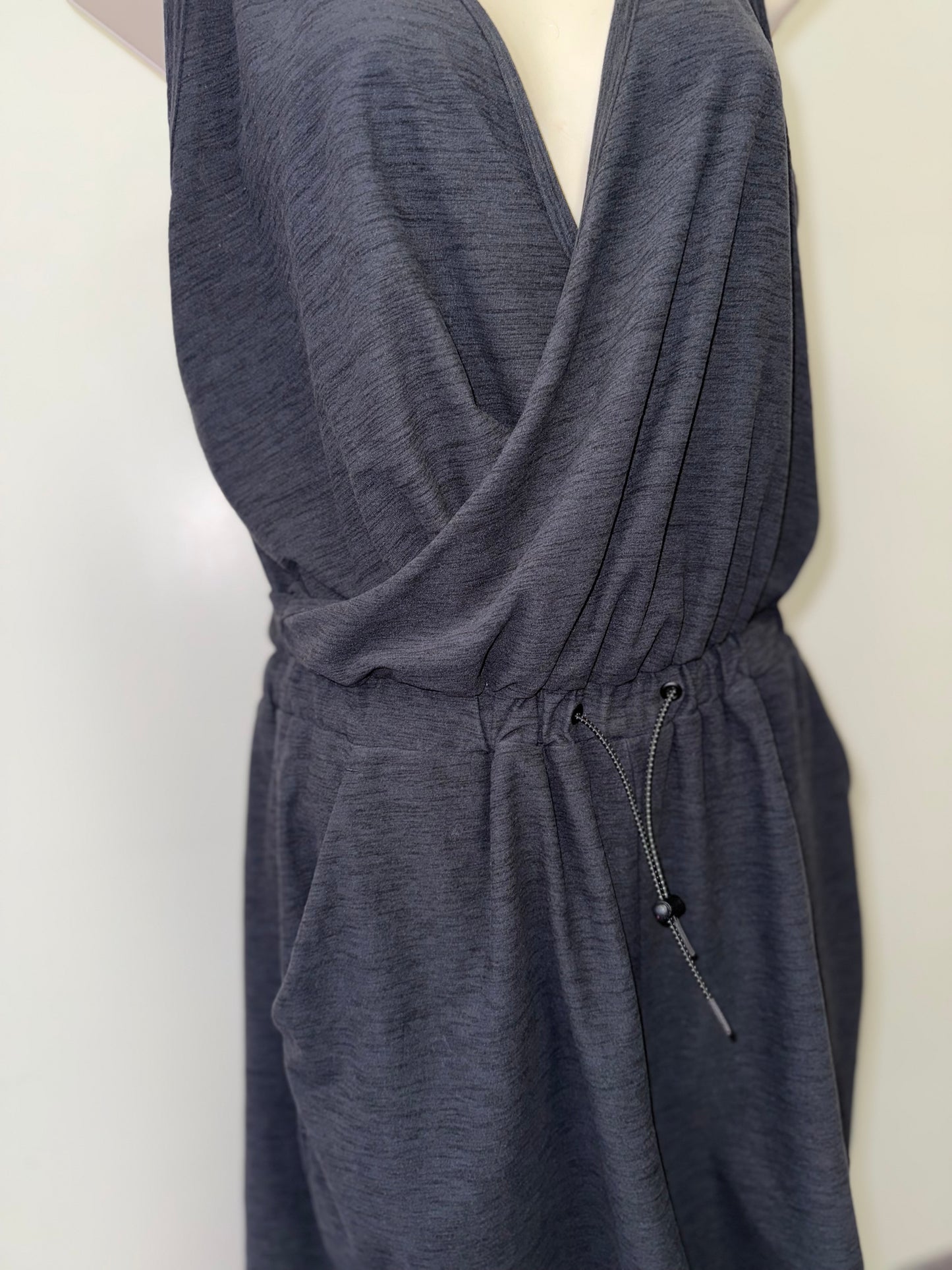 Old Navy Active (Small Petite) Dark Grey Breath On Romper with Drawstring Waist