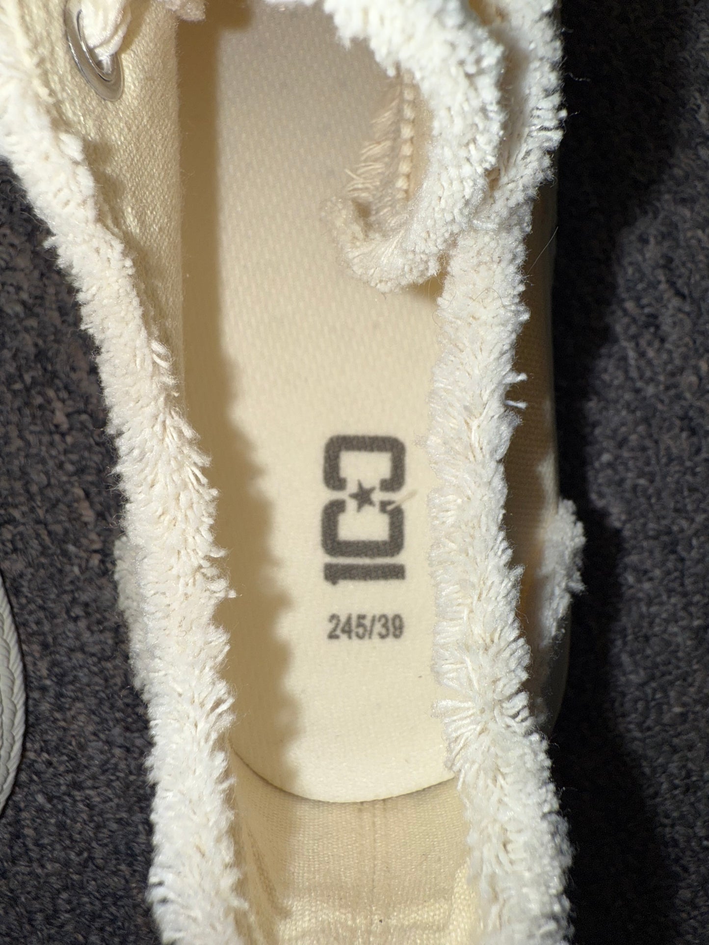 (39) Neutral Laced Sneakers with Frayed Trim