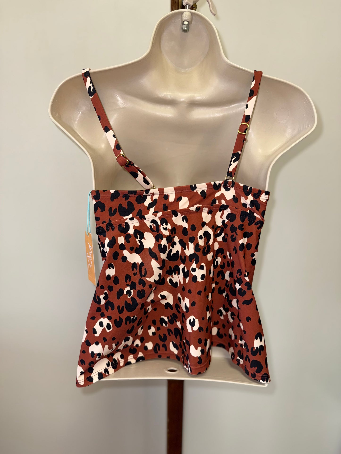 NWT Kona Sol (Small) Brand New Neutral Cheetah Print Tankini Swim Top