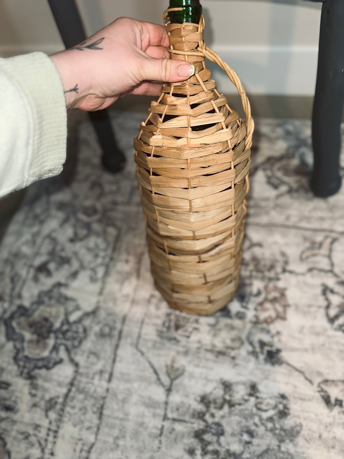 Wicker Handle Glass Jar Boho Accent Piece