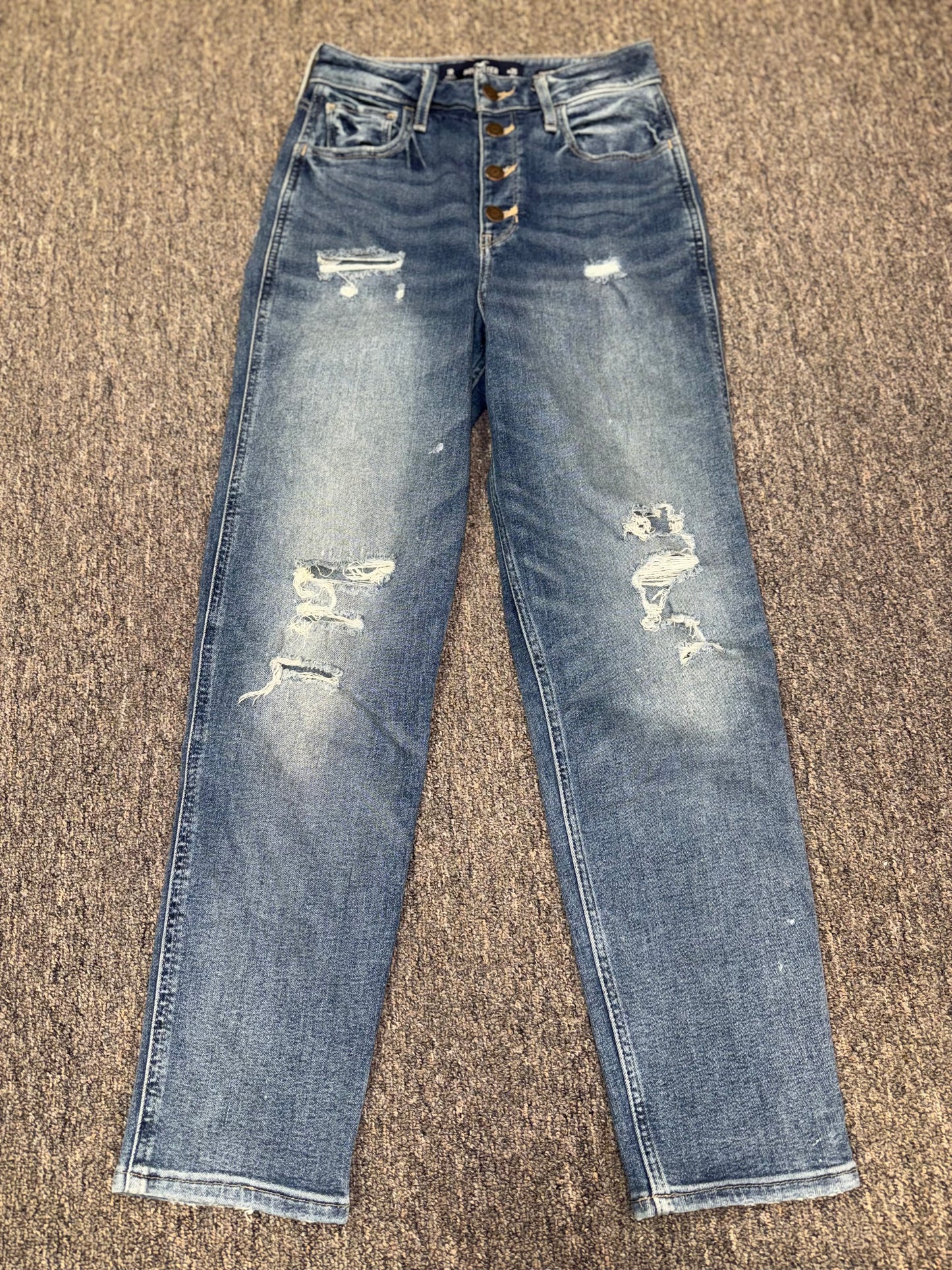 Hollister (1) Distressed Denim Ultra High Rise Mom Jeans