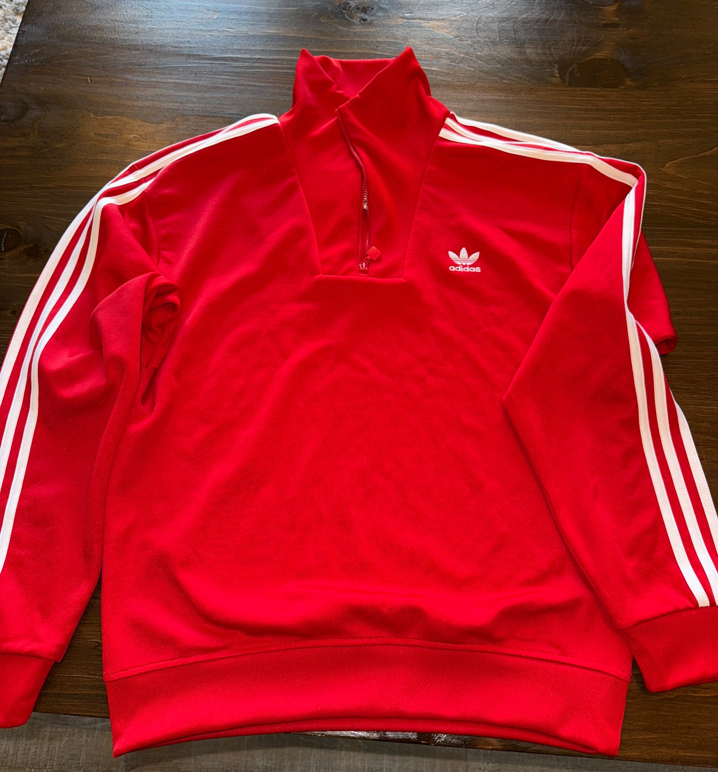 NWT Adidas (Small) Brand New Red 3/4 Zip Up High Neck Track Top Sweatshirt