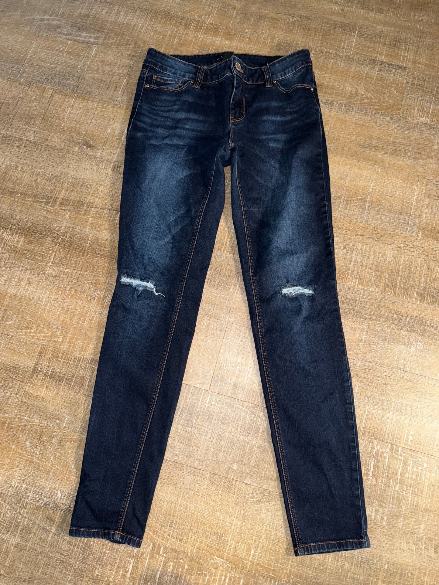 White House Black Market (2) Dark Wash Distressed Skinny Jeans