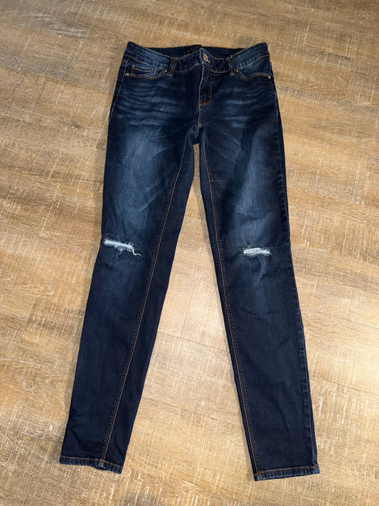 White House Black Market (2) Dark Wash Distressed Skinny Jeans