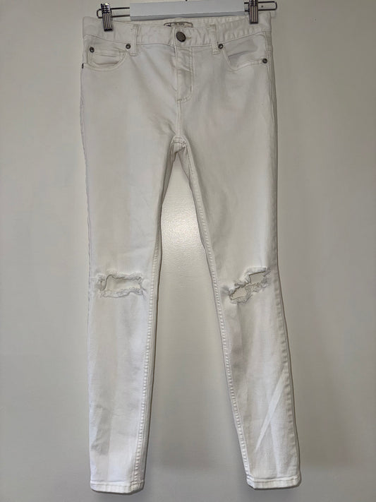 Free People (27) Off White Distressed Skinny Jeans