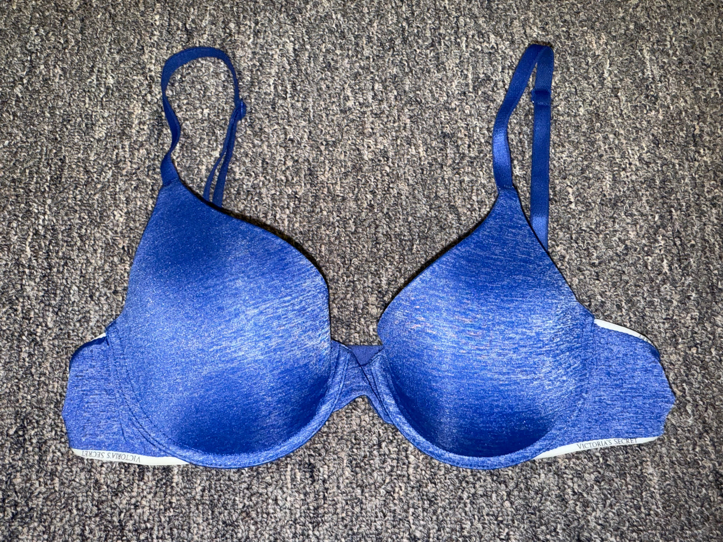 Victoria's Secret (34B) Blue Uplift Semi Demi Bra with Logo Band