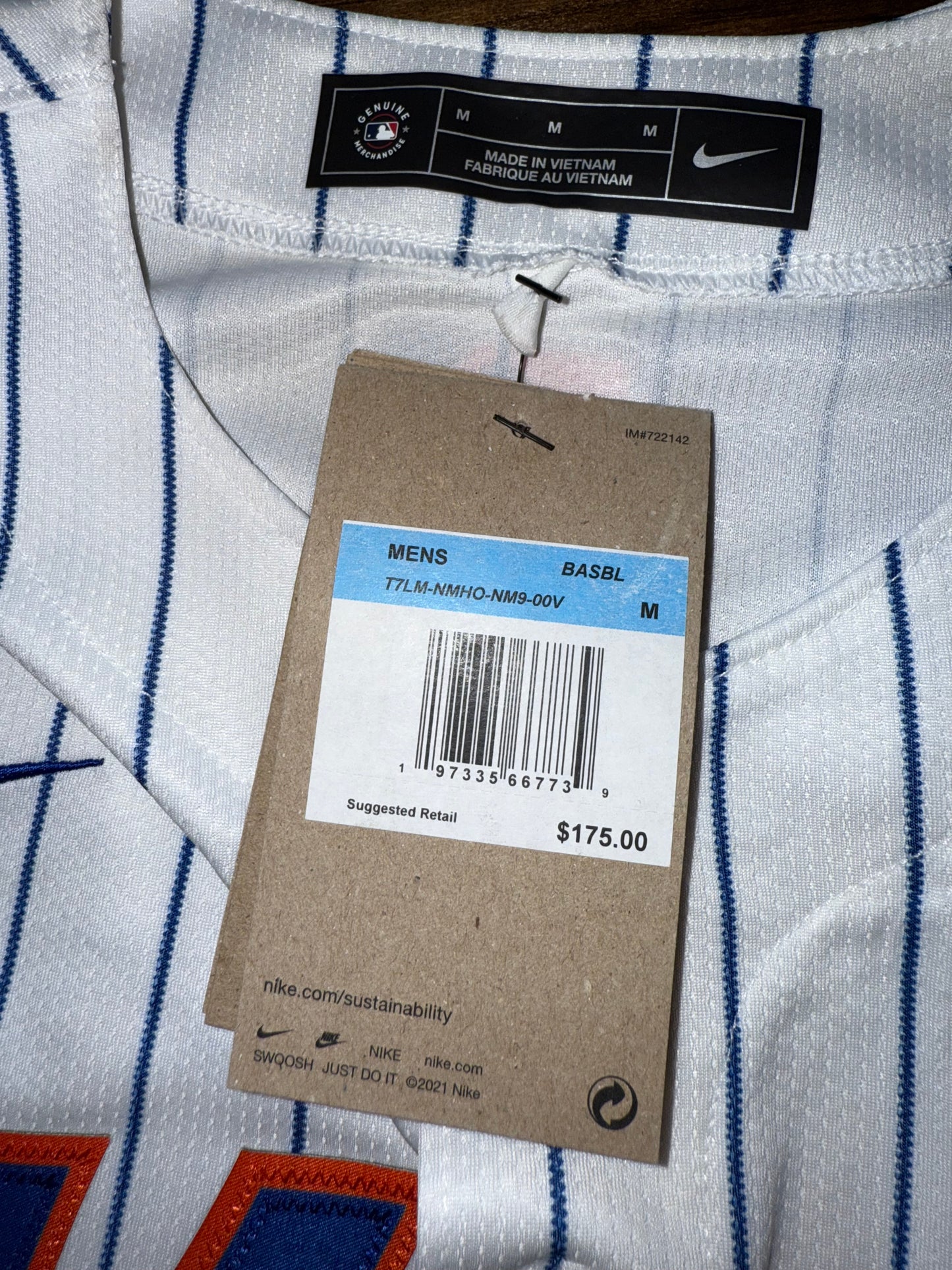 NWT Nike (Medium) Brand New Mets McNeil #1 Striped Baseball Jersey