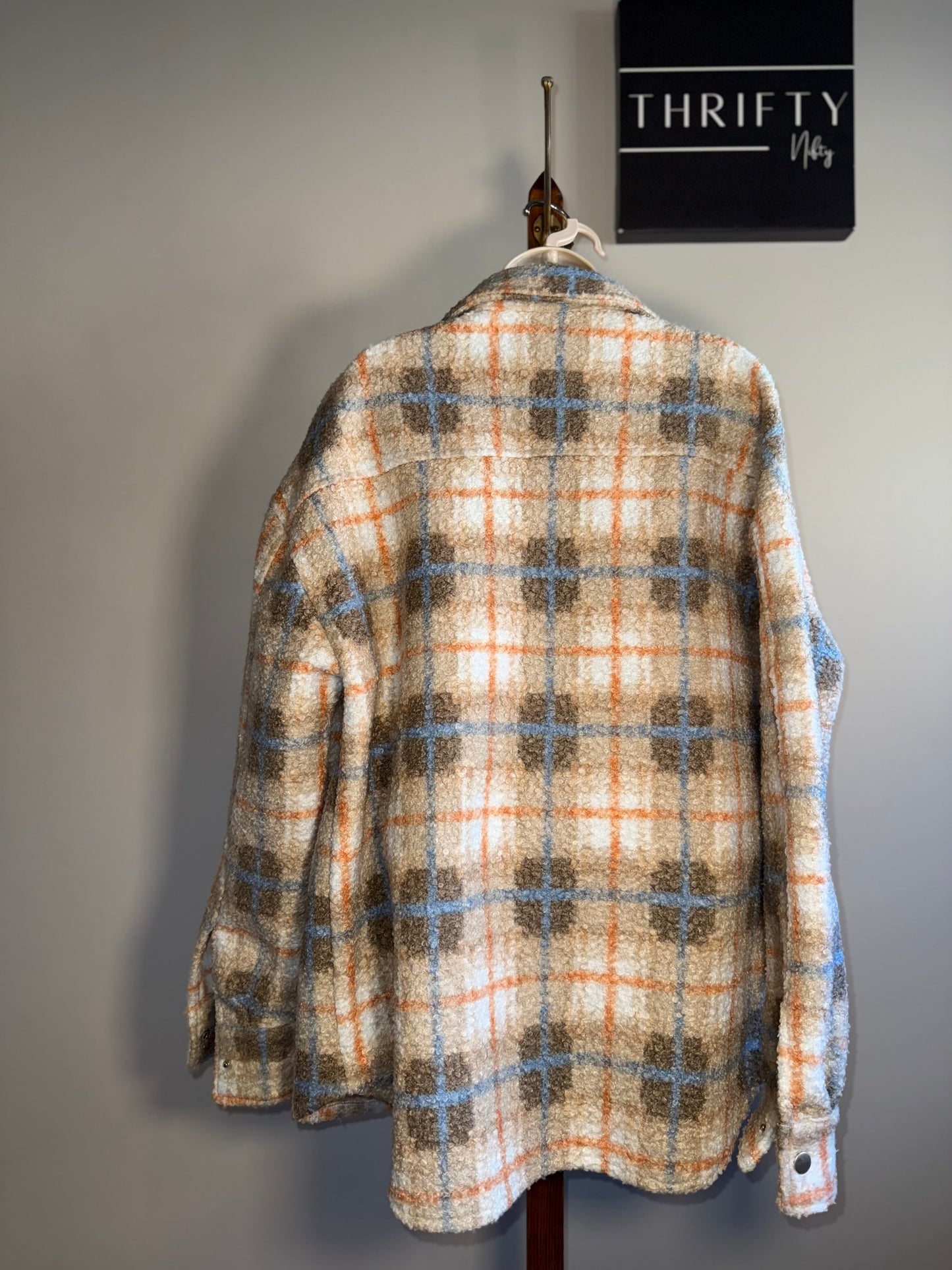 Dance & Marvel (Large) Neutral Plaid Shacket Coat
