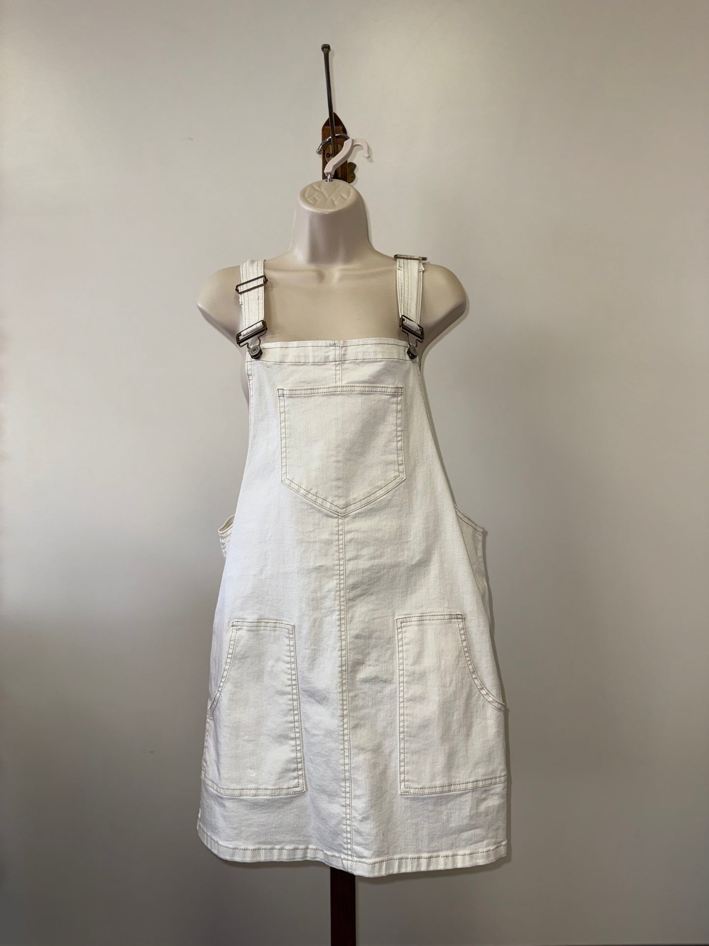 SO (Large) Off White Denim Overall Dress