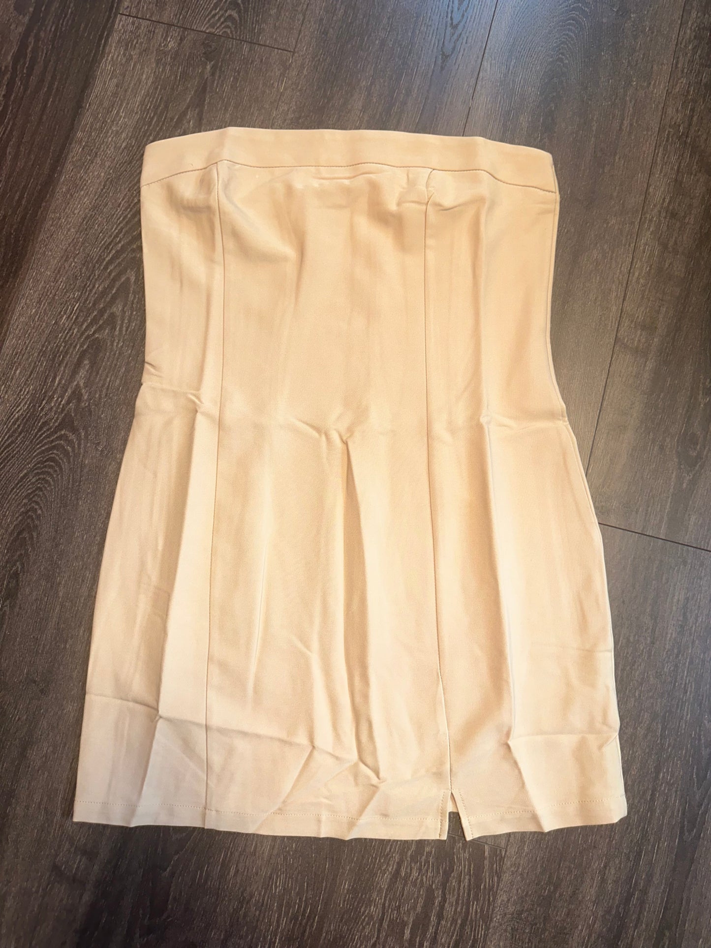 (Medium) Brand New Tan Strapless Midi Dress