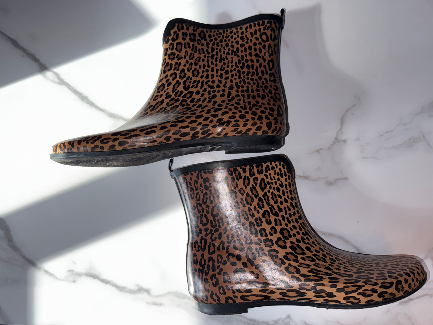 Merona (8) Neutral Cheetah Print Ankle Rain Boots