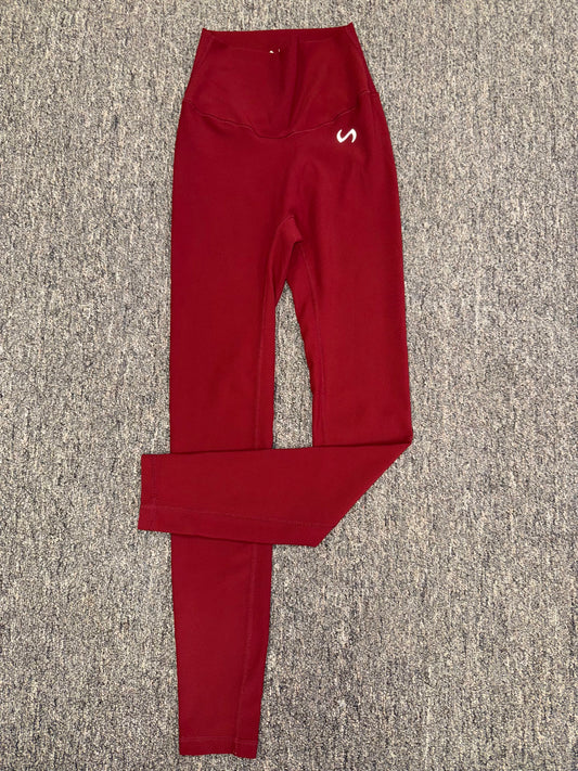 TLF (Small) Take Life Further Red Lightly Ribbed High Rise Leggings