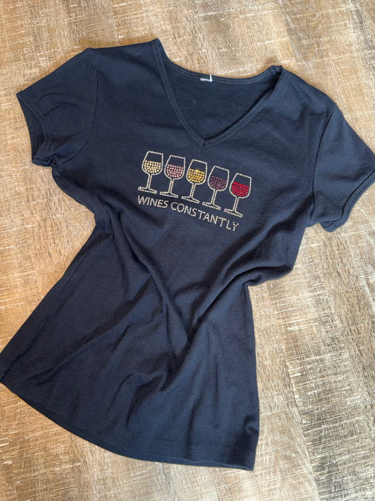 'Wines Constantly' Wine Black T-Shirt