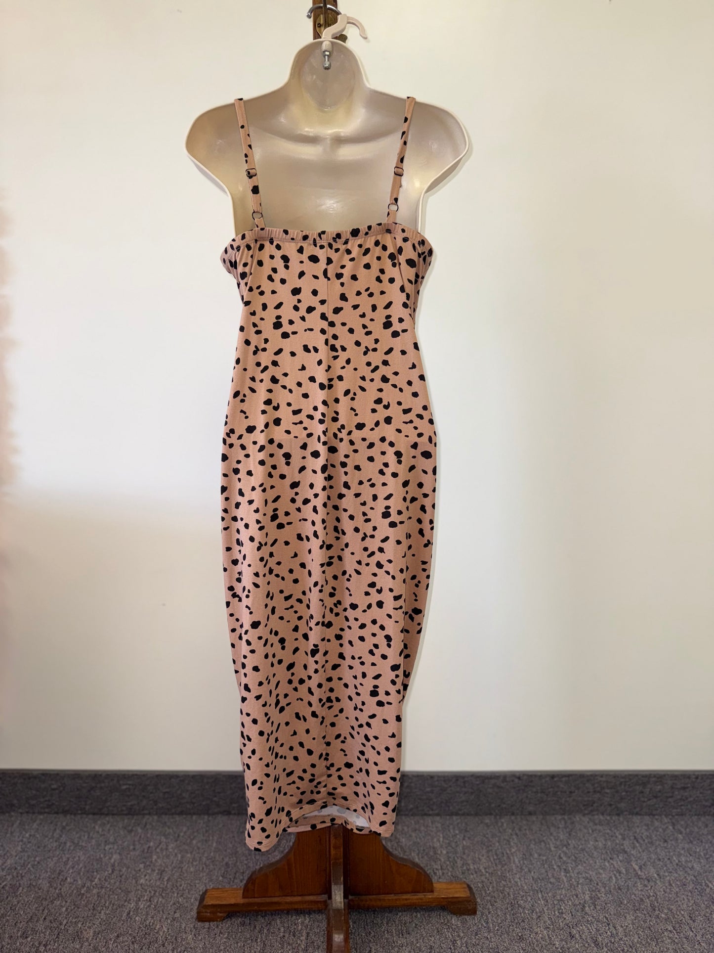 Nine Britton (Small) Neutral Cheetah Print Maxi Dress with Twist Front Detail