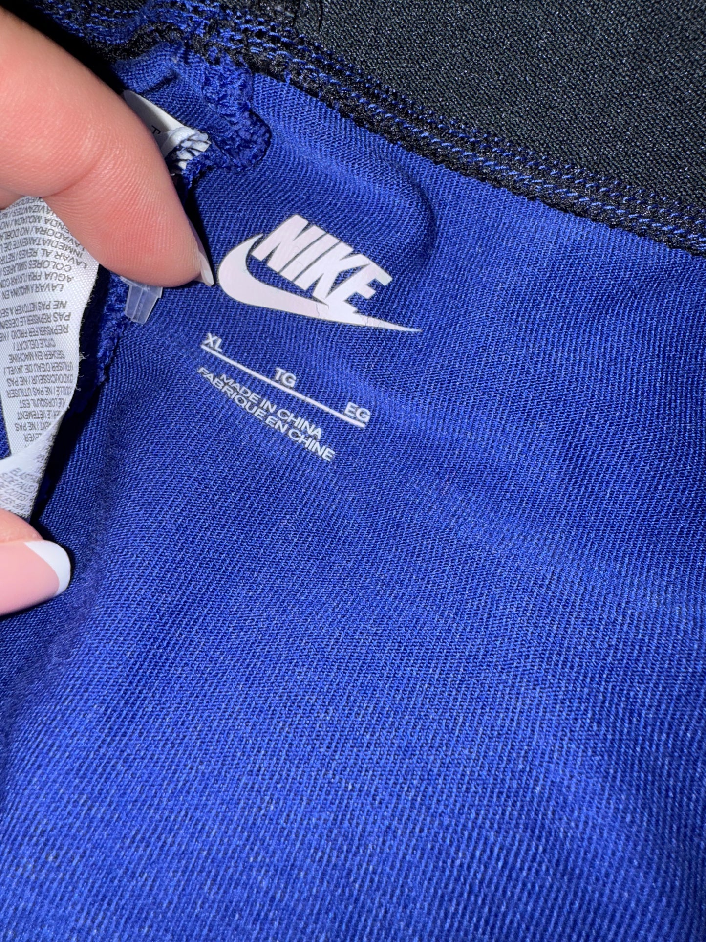 Nike (XL) Blue Leg-A-See Leggings with Spec Pattern Sides