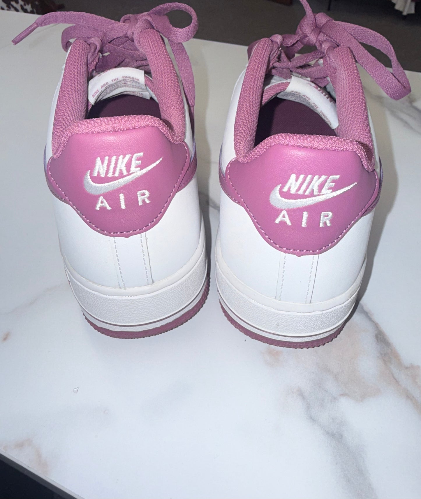 Nike (7Y) White and Purple Air Force 1 Low Sneakers