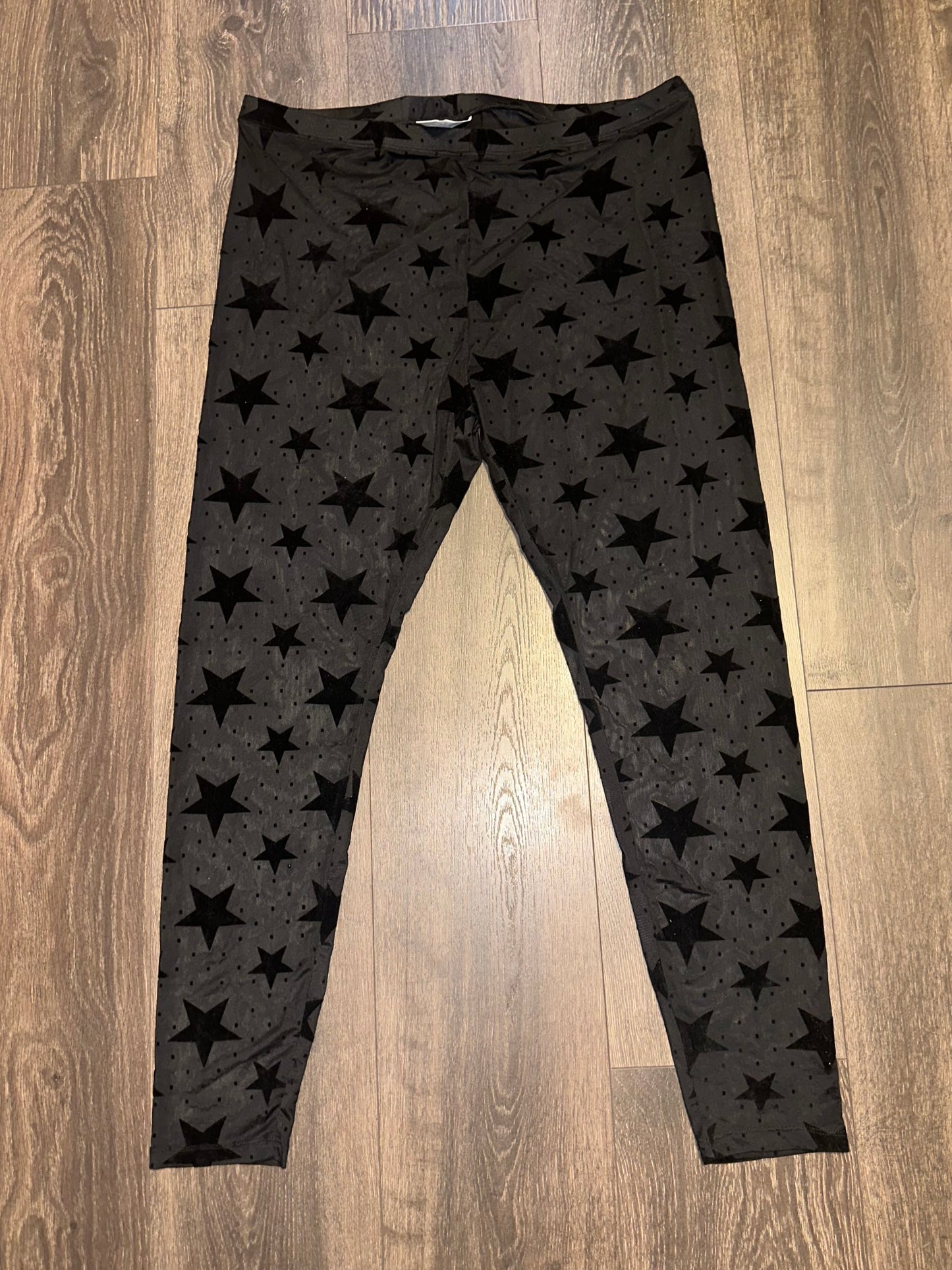 SHEIN (2XL) Black Sheer Star Pattern Lightweight Leggings