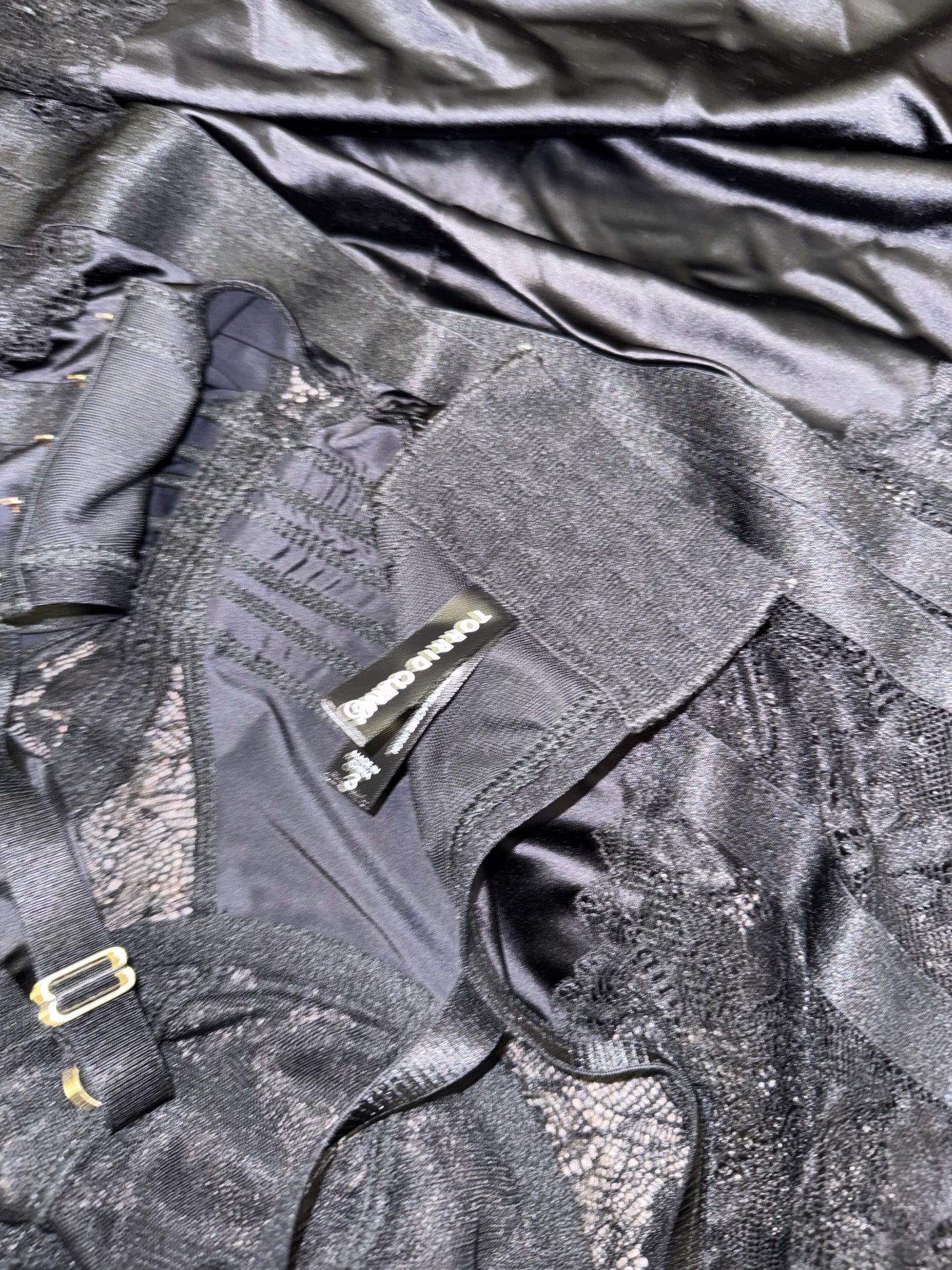 Torrid (3) Black Lace/Sheer Lingerie Bodysuit with Jewels