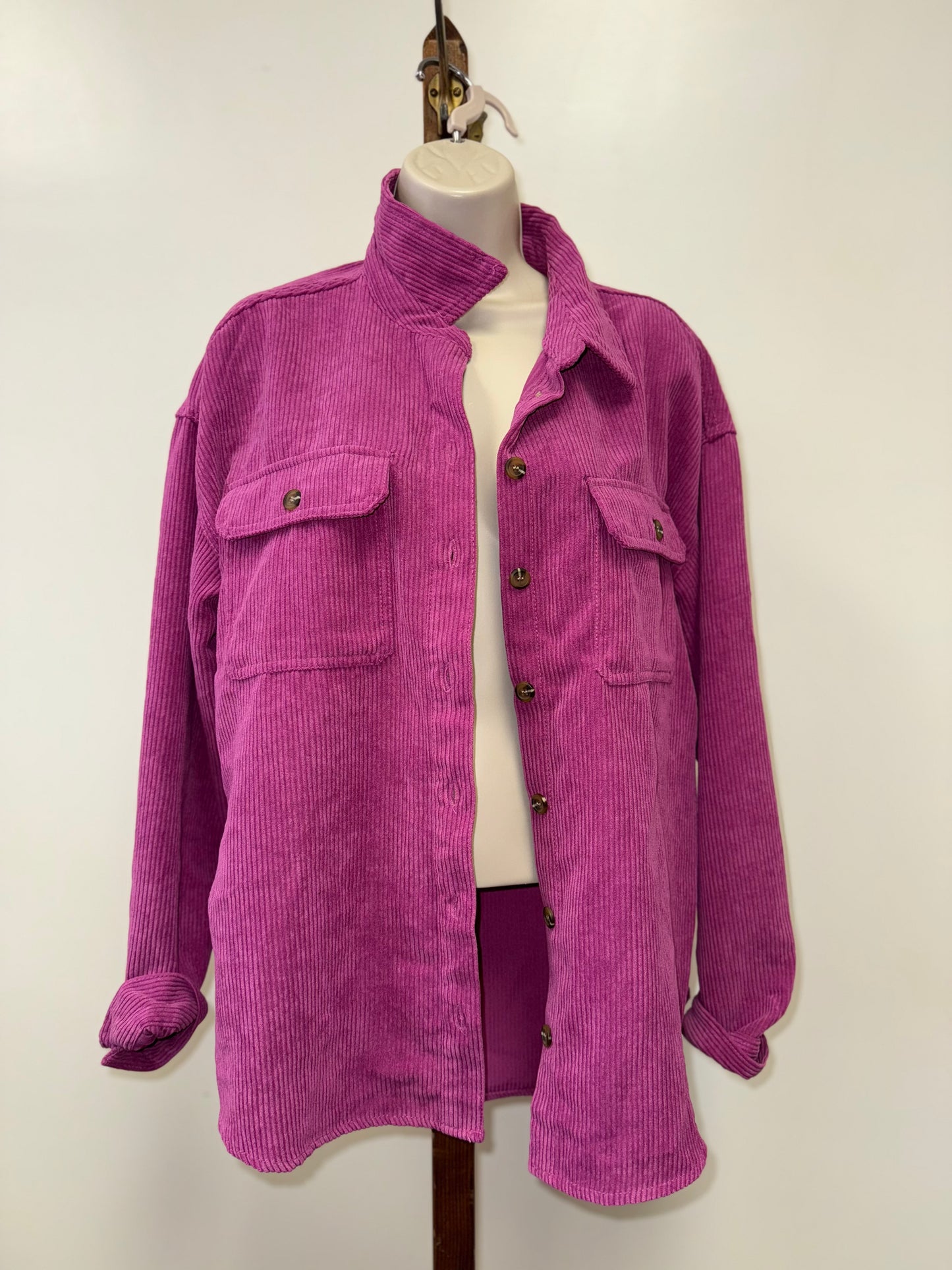 Velvet Heart (Large) Purple Ribbed Lightweight Shacket