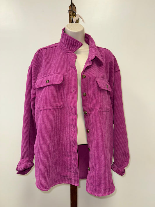 Velvet Heart (Large) Purple Ribbed Lightweight Shacket