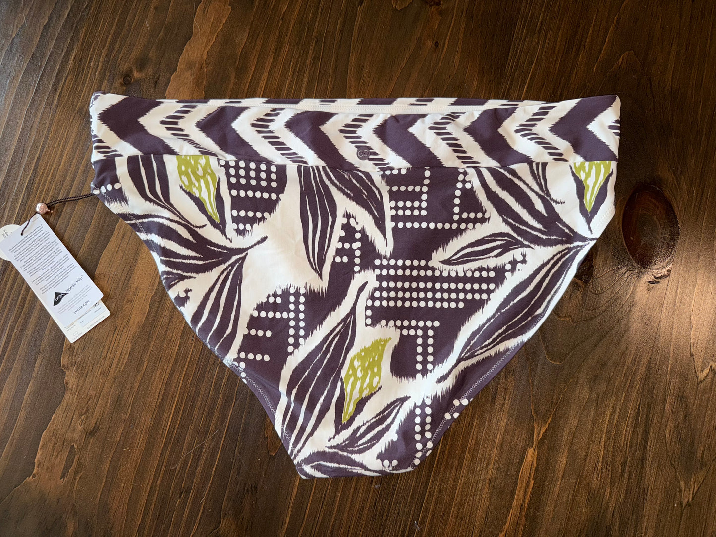 NWT Calia (XL) Brand New Brown/White Pattern Mid Rise High Leg Swim Bottoms