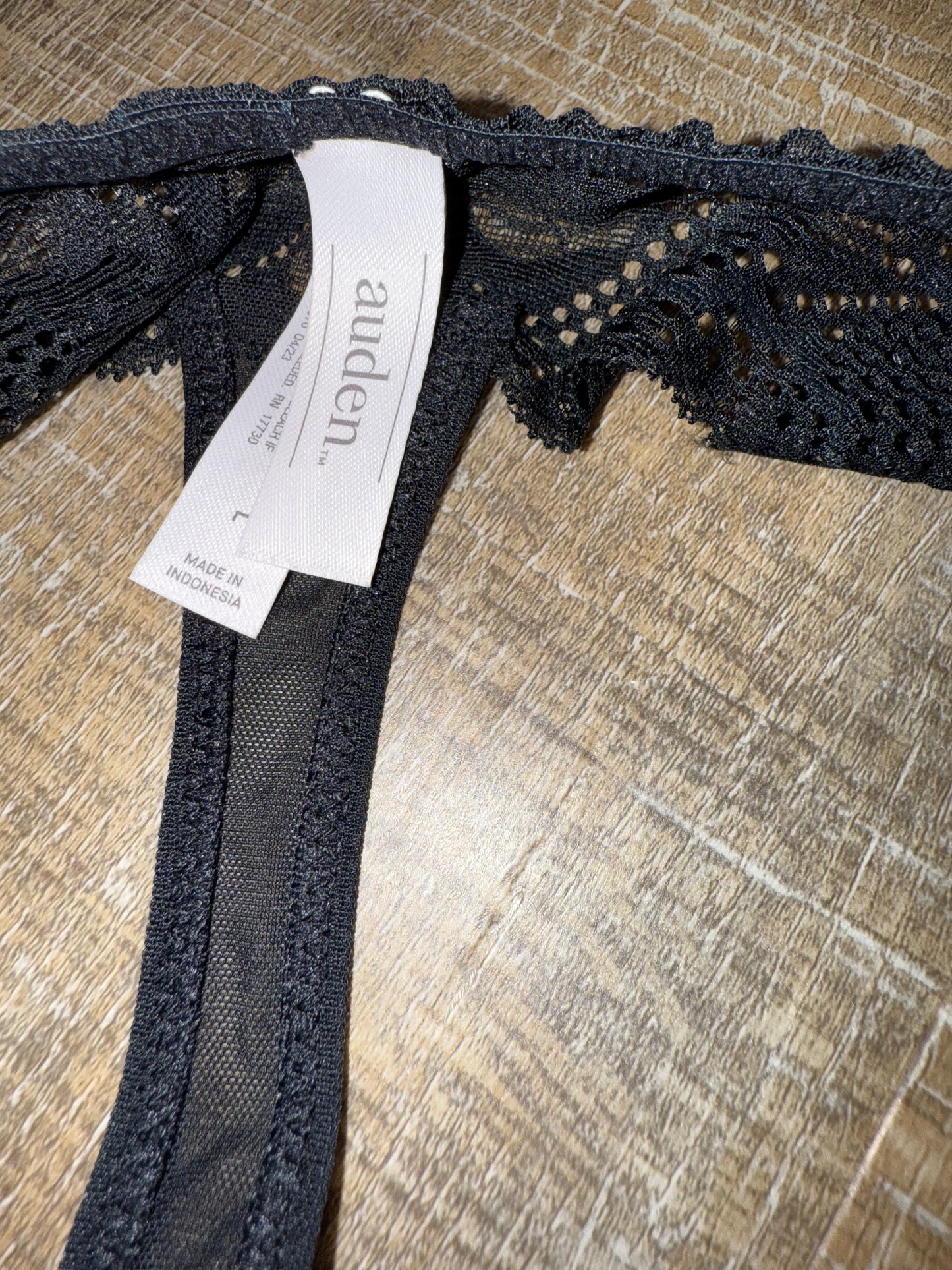 NWT Auden (Large) Brand New Black Lace Thong Style Undies