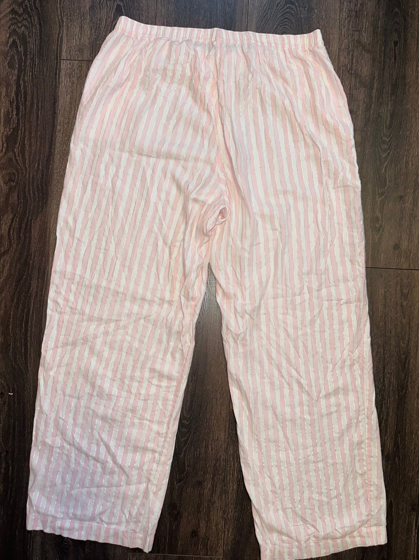 Victoria's Secret (XL) Pink//White//Silver Striped PJ Bottoms