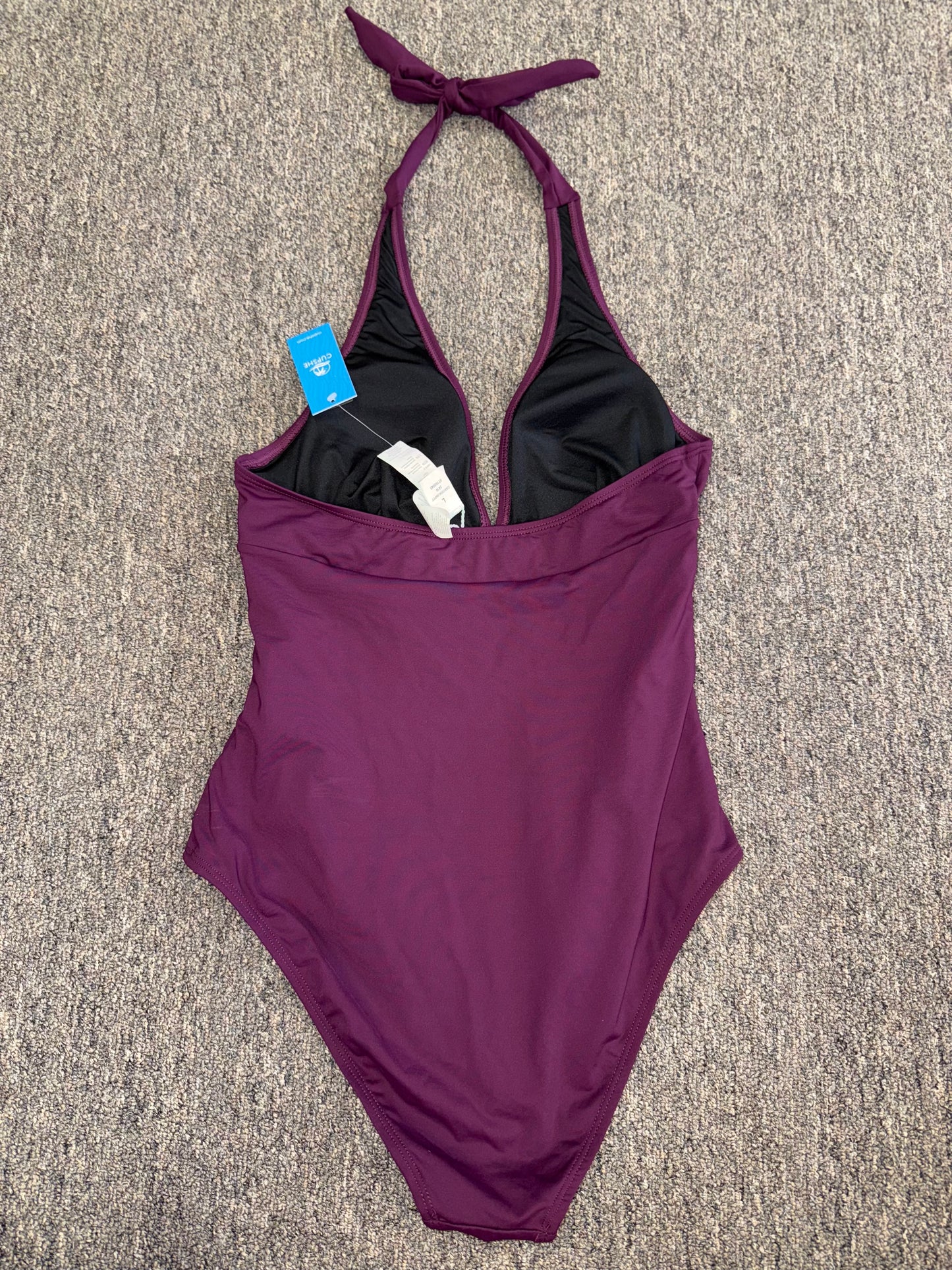 NWT CupShe (Large) Brand New Purple Halter Tied Neck One Piece Bathing Suit