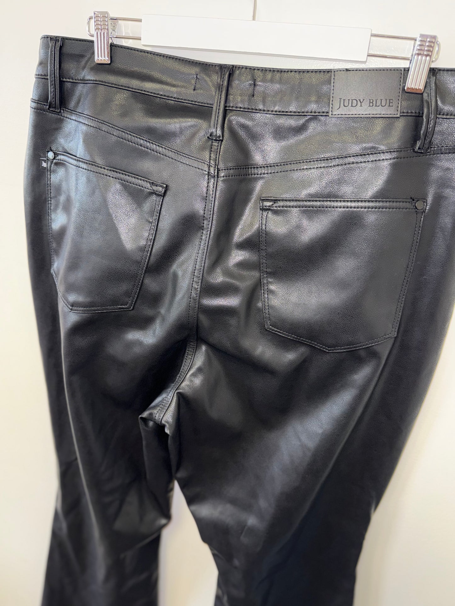 Judy Blue (18W) Black Faux Leather Bootcut Pants