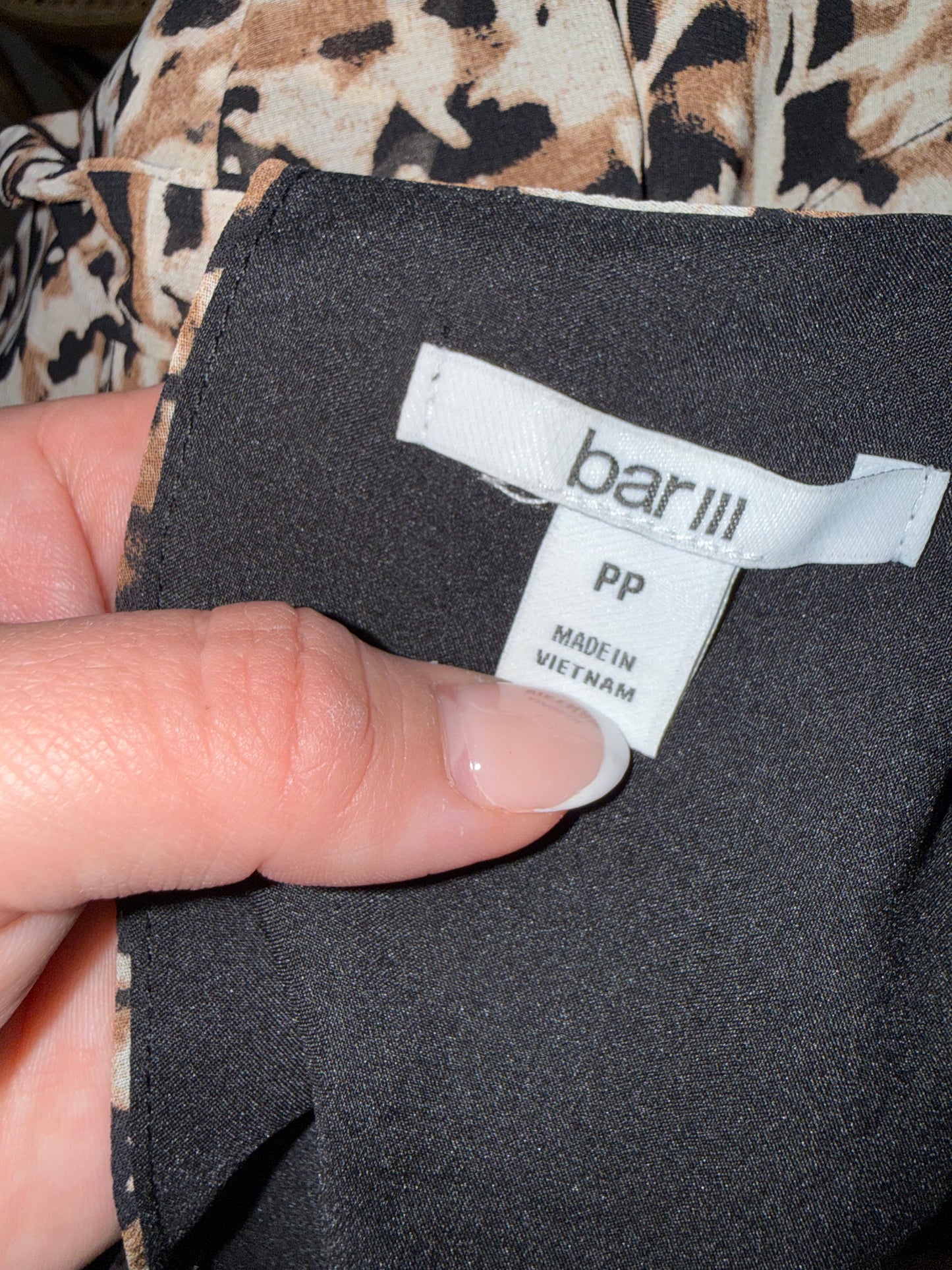 Bar lll (PP) Neutral Cheetah Print Long Sleeve Midi Dress with Open Tied Back