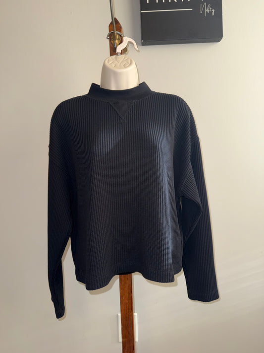 Gap (Large) Black Waffle Knit Long Sleeve with High Neck