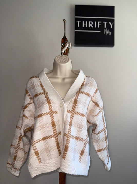 Philosophy (XS) Neutral Plaid Sweater Cardigan