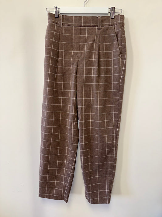 LOFT Brown Plaid Tapered Leg Pants